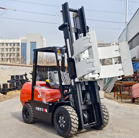 China forklift factory 3 Ton 3.5 Ton Diesel Stacker Forklift Truck Fork Lift with Paper Roll Clamp with 360 Degree Rotation